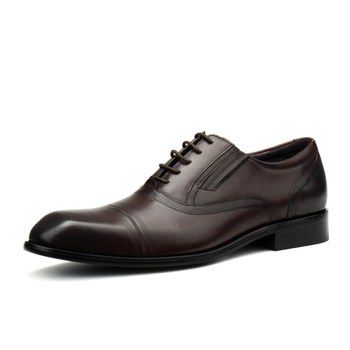 Men's formal leather shoes, black, front view